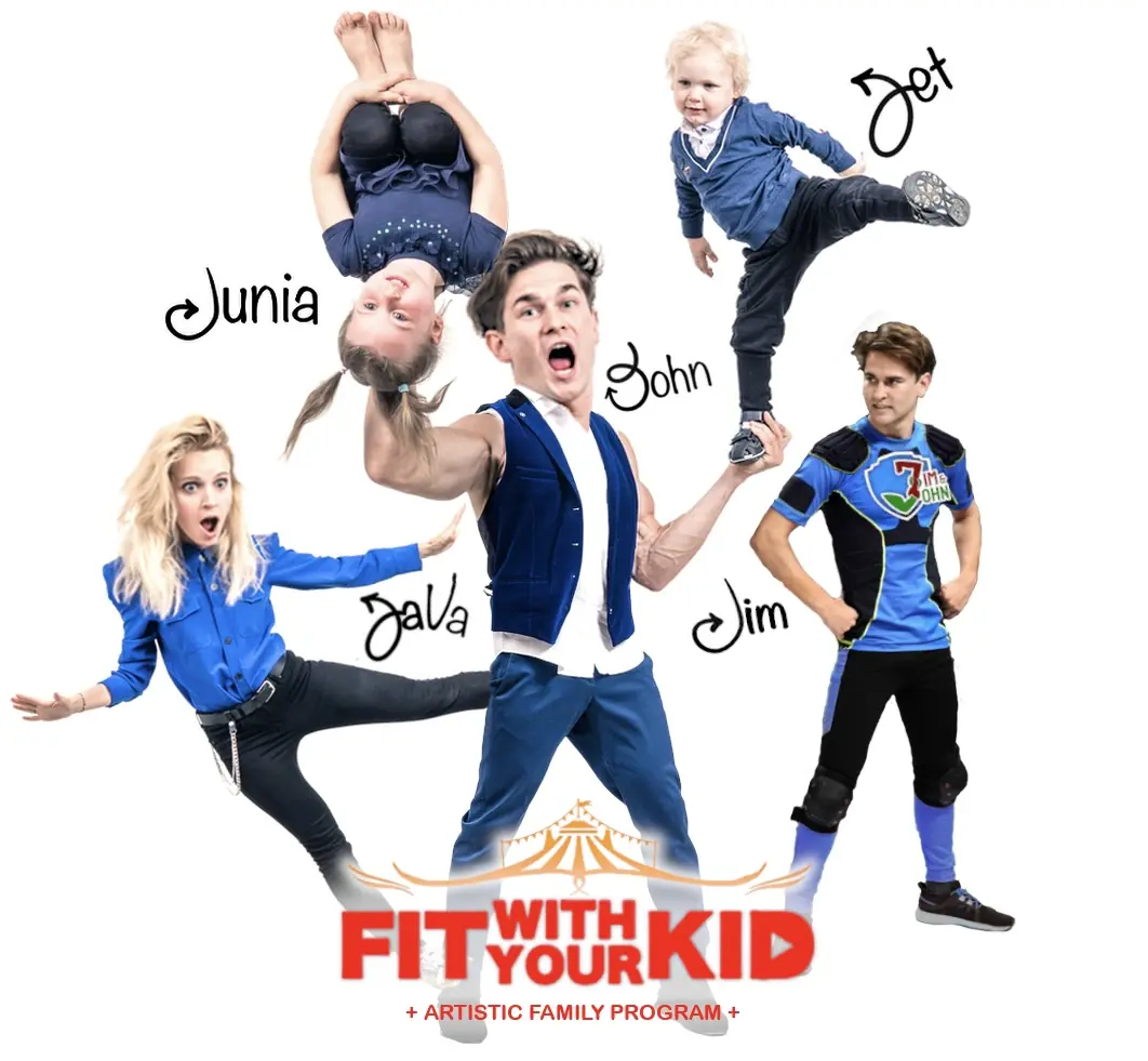 Die BERLINJOHN Family — JaVa, John, Jim, Junia und Jet beim FIT with YOUR KID Artistic Family Program